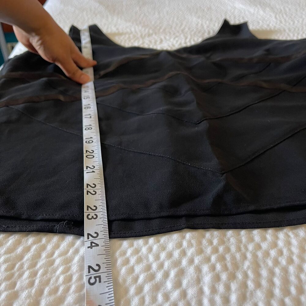 Axcess Women Size 16 Black V Neck Tank Top Blouse Lined Satin Ribbon Chevron - Picture 6 of 7